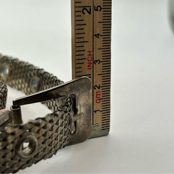 SILVER TONE metal belt 36”-38” adjustable single pin mesh - Picture 9 of 12
